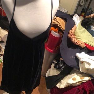 Navy blue velvet wit satin trim